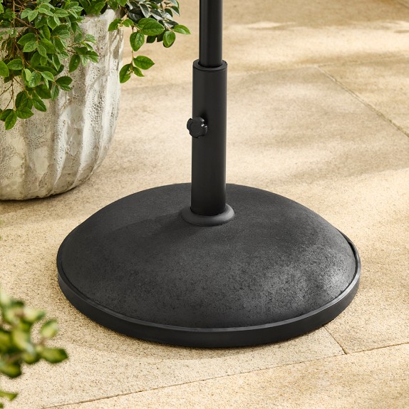 discount patio umbrella base Stable | Water & Sand Filled Inside the stem is a plastic post protector for the umbrella to rest on instead of a screw leaving the pole undamaged Tempo 55 lb. Polyconcrete Umbrella