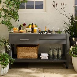 Larnaca Outdoor Slate Grey Metal Prep Table (58")