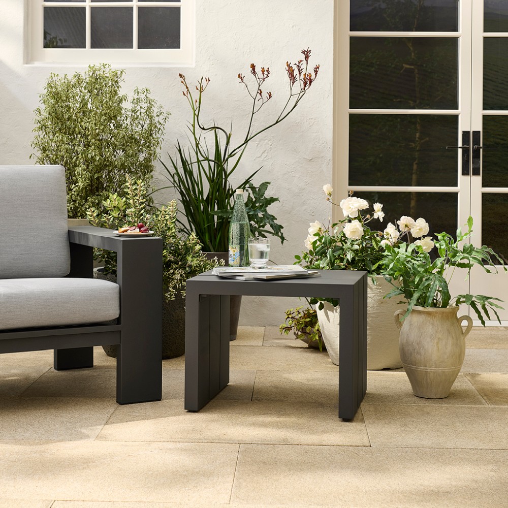 Larnaca Slate Grey Metal Outdoor Side Table (24") by Williams Sonoma Home