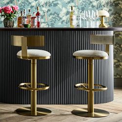 Larkin Upholstered Pedestal Counter &amp; Bar Stool