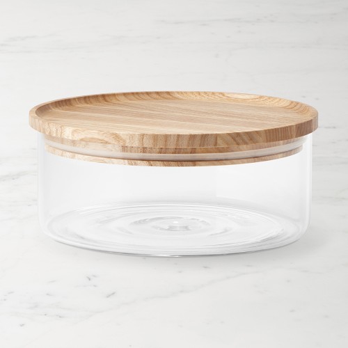 Hold Everything Stackable Glass Canister, Small, Ashwood