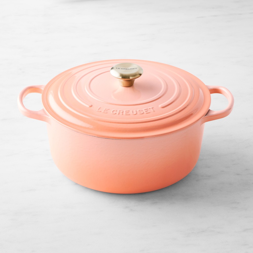Le Creuset 7.25-Qt., Peche Color, Signature Enameled Cast Iron Round Dutch Oven