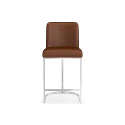 OPEN BOX: Bradley Curved Back Counter Stool, Milano Leather, Polished Nickel