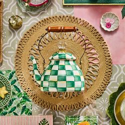 MacKenzie-Childs Emerald Check Tea Kettle