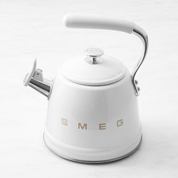 SMEG Stainless-Steel Whistling Tea Kettle, 2 1/2-Qt., White