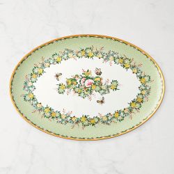 Famille Rose Oval Platter, Green Leaves