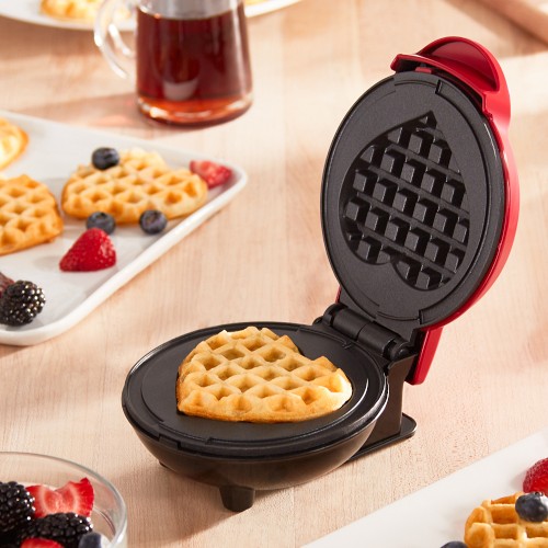 Dash Mini Waffle Maker, Heart, Red