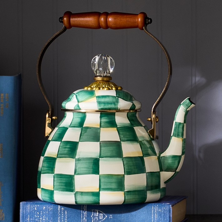 MacKenzie-Childs Emerald Check Tea Kettle | Williams Sonoma