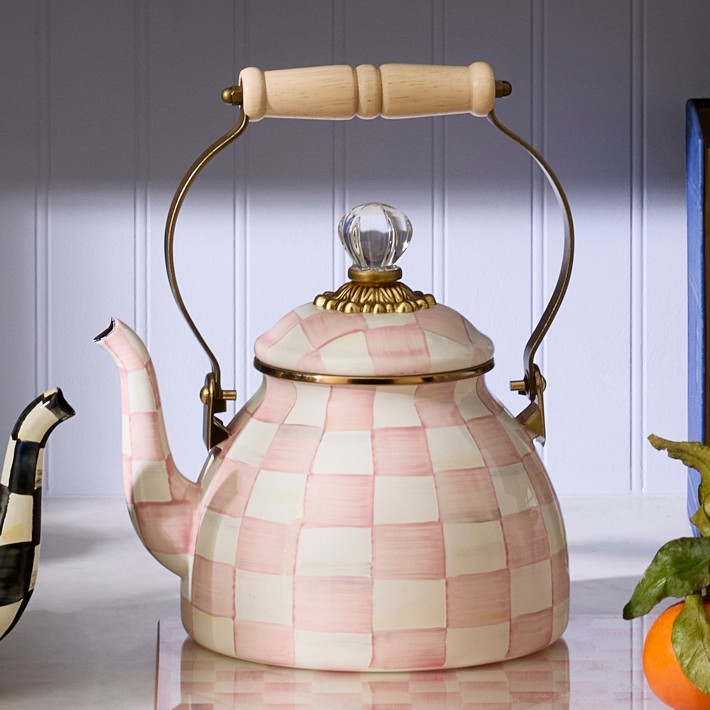 MacKenzie-Childs Rosy Check Tea Kettle | Williams Sonoma