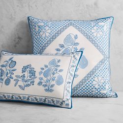 Floral Arch Embroidered Silk Pillow Cover