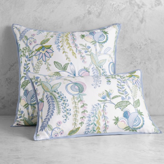 Tropical Palampore Embroidered Silk Pillow Cover