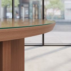 Dietrich Elliptical Communal Table Standard Glass Top, 96" x 42"