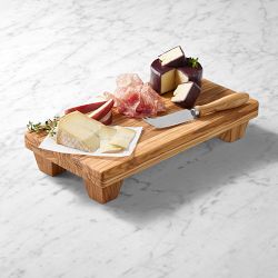 Olivewood Rectangular Footed Pedestal