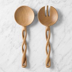 Teak Carved Salad Servers