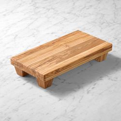 Olivewood Rectangular Footed Pedestal