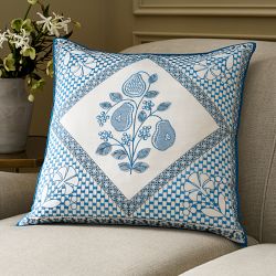 Floral Arch Embroidered Silk Pillow Cover