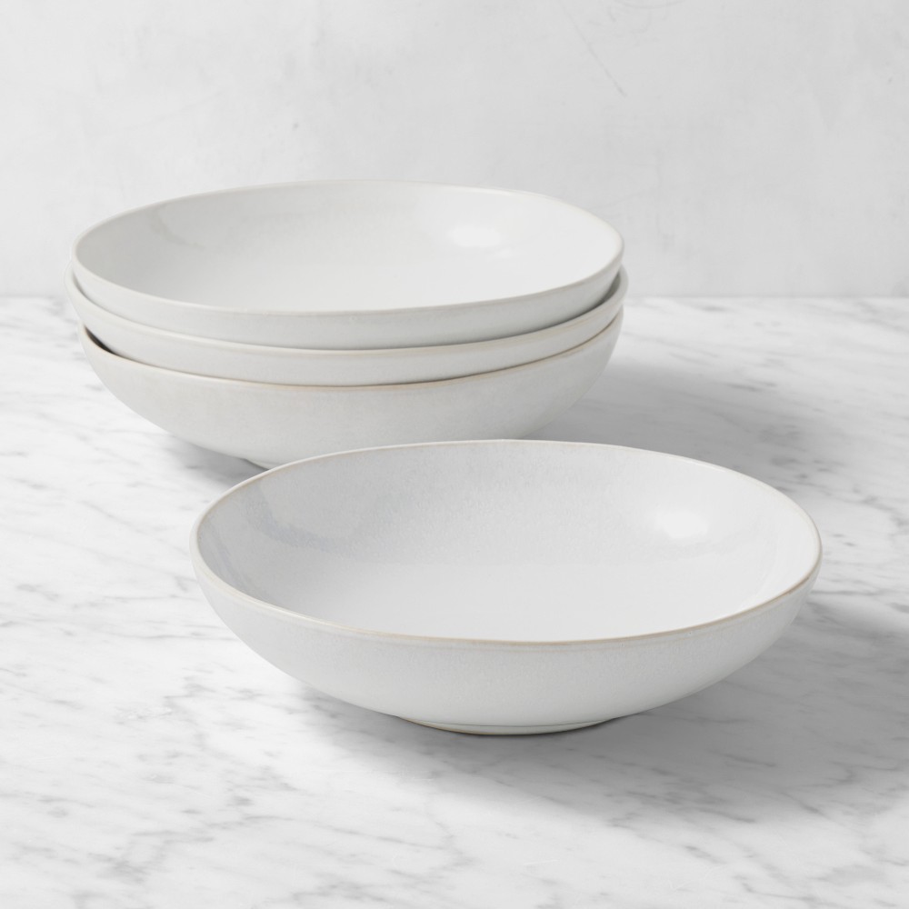 Cyprus Reactive Glaze Pasta Bowls - Set of 8, White