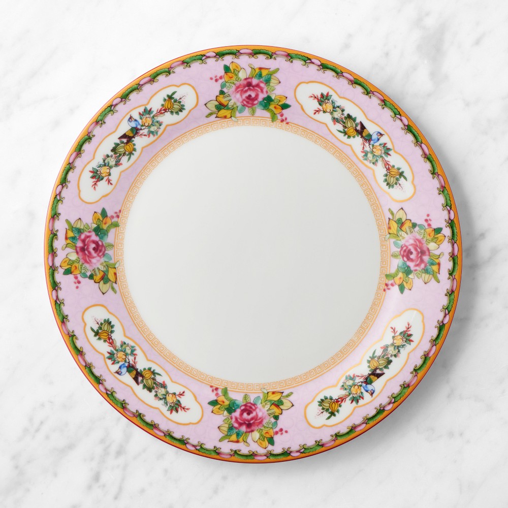 Famille Rose Dinner Plates - Set of 8, Pink Rim