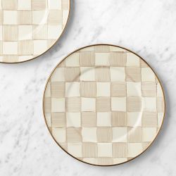 MacKenzie-Childs Mocha Check Salad Plates, Set of 4