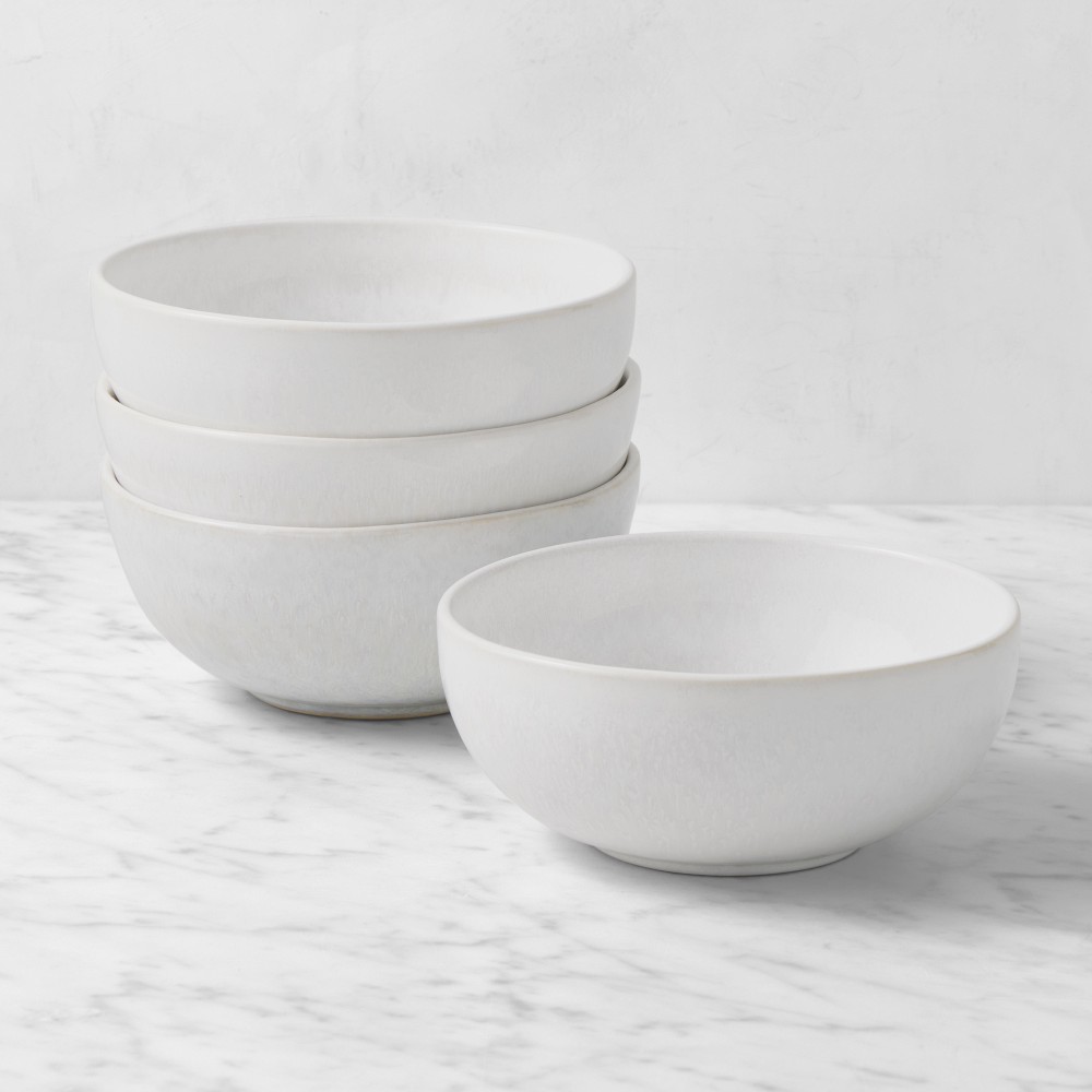Cyprus Reactive Glaze Cereal Bowls - Set of 4, White