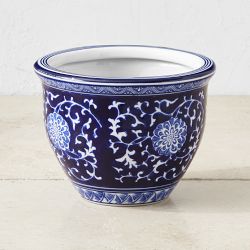 Blue &amp; White Ceramic Planter, Extra Small