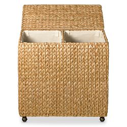 Nantucket Woven Seagrass Double Hamper on Wheels