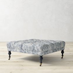 Sanderson x Giles Deacon Fairfax Bench Ottoman, Turned Leg with Tufted Top (26"-61")