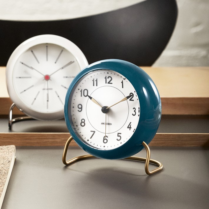 インテリア時計 ARNE JACOBSEN TABLE CLOCK / NAVY BLUE Arne Jacobsen Table Clock, Brass Alarm | Williams Sonoma