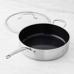 GreenPan™ Premiere Stainless-Steel Ceramic Nonstick Covered Sauté Pan with Helper Handle