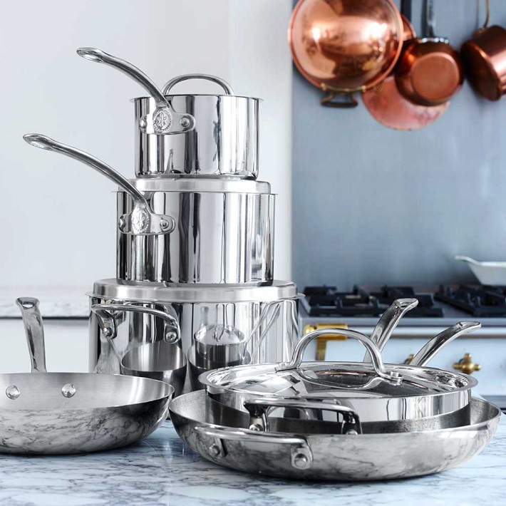 Open Kitchen Stainless-Steel 10-Piece Cookware Set | Williams Sonoma