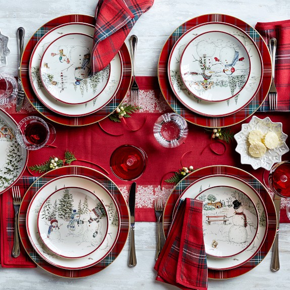 【新品】　WILLIAMS-SONOMA クリスマスプレート snowman-dinner-plates-set-of-4