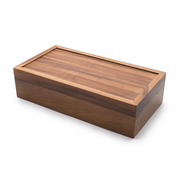 Acacia Wood Tea Box, Handcrafted Storage | Williams Sonoma