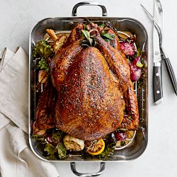 Williams Sonoma Signature Thermo-Clad™ Stainless-Steel Flared Roasting Pan with Rack