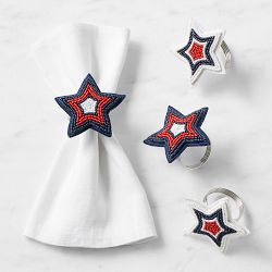 Beaded Star Napkin Rings, Set of 4