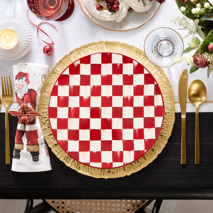 MacKenzie-Childs クリスマス トレー、茶碗2点セット MacKenzie-Childs Cherry Check Dinner Plates | Williams Sonoma