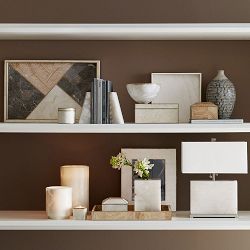 White Alabaster Slanted Bookends, Set of 2