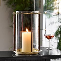 Winston Leather Wrapped Hurricane Candle Holder