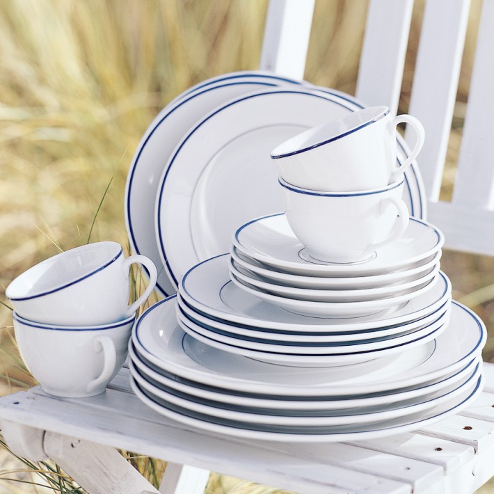 Apilco Tradition Blue-Banded Porcelain Dinnerware Sets | Williams