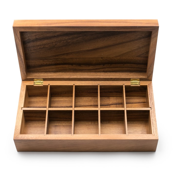 Acacia Wood Tea Box, Handcrafted Storage | Williams Sonoma