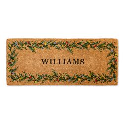 Williams Sonoma Personalized Evergreen Garland Doormat