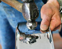 Ruffoni Opus Prima Hammered Stainless-Steel Stockpot with Pepper Knob, 8-Qt.
