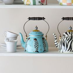 MacKenzie-Childs Penguin Parade Tea Kettle, 2-Qt.