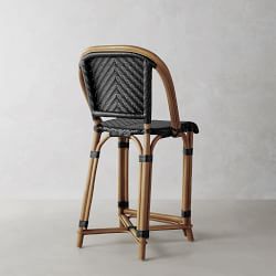 Parisian Bistro Woven Counter Stool, Black