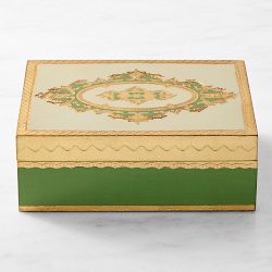 OPEN BOX: Florentine Wood Box, 10" x 8" x 3.5", Green