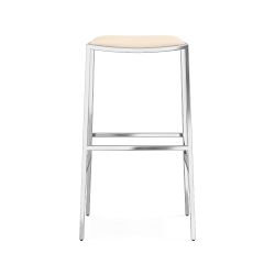 OPEN BOX: Dessau Bar Stool, Textured Leather, Snow, Polished Nickel
