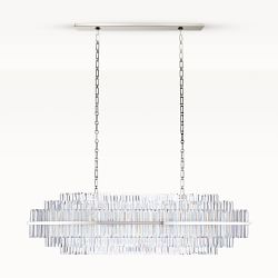 Vienna 52" Linear Crystal Chandelier, Polished Nickel