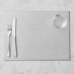 Faux Shagreen Rectangle Placemat, Silver