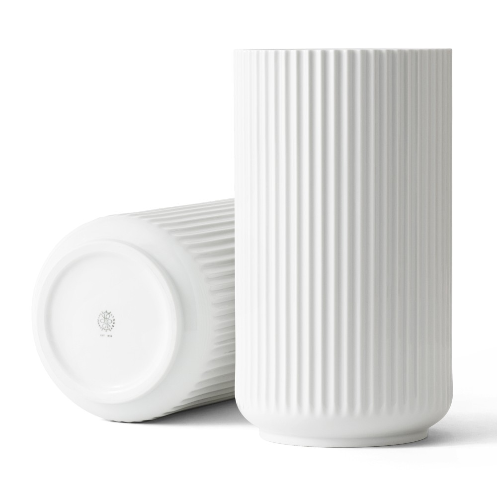Lyngby Porcelain Vase - White, 12.2 " x 6.9"