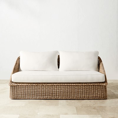 AERIN East Hampton Sofa Frame (78") with Sunbrella Performance Canvas Cushion, White