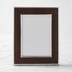 OPEN BOX:Winston Brown Leather Wrapped Frames, Polished Nickel, 5" X 7"
